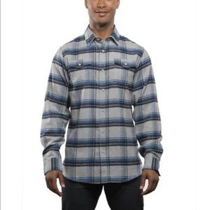 NWT Burnside B8210 Men's Plaid Flannel Shirt Grey Blue Size Large